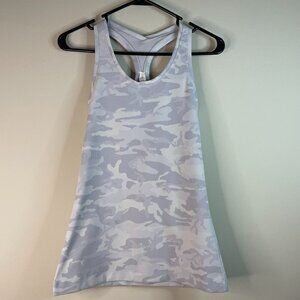 Lululemon Gray Camo Racerback Tank Size 4 Nylon Lycra Workout Top